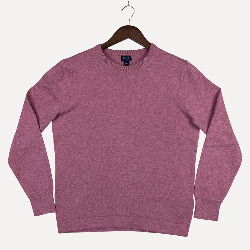 J.Crew Sweater Womens S 100% Cotton Crewneck Heather Pink Knit Pullover Preppy